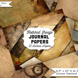 Junk Journal Rustic Grunge Papers Digital Pack, vintage style collection of grungy digital papers. Perfect for scrapbooks, journals and more