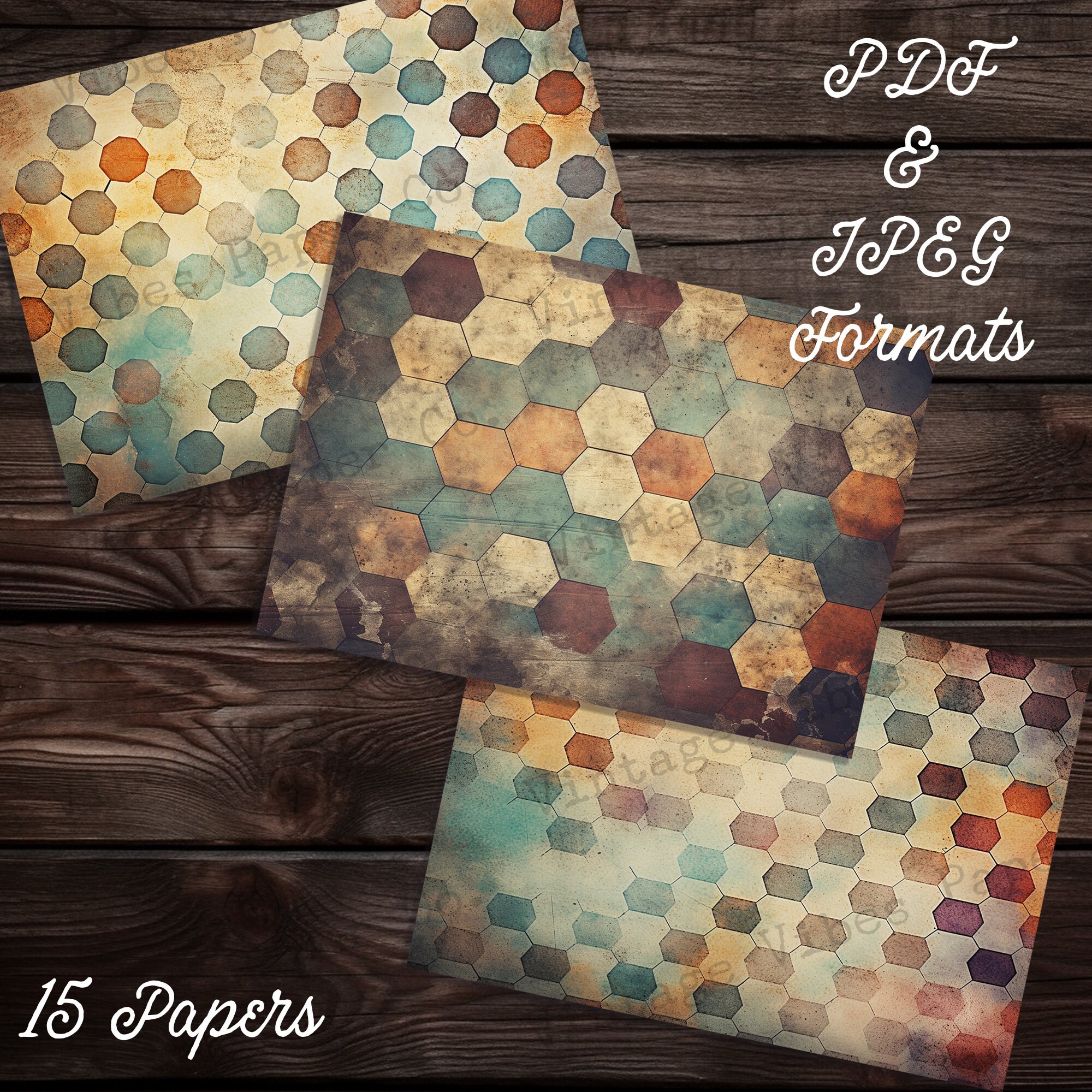 Grunge Tiles Junk Journal Digital Paper Pack, Instant Download ...