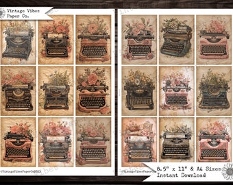 Junk Journal Kit Vintage Type Writer, Vintage Shabby Chic