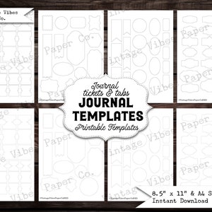 Junk journal printable Tabs & labels templates, print on your own papers, digital kit instant download, printable Junk journal craft