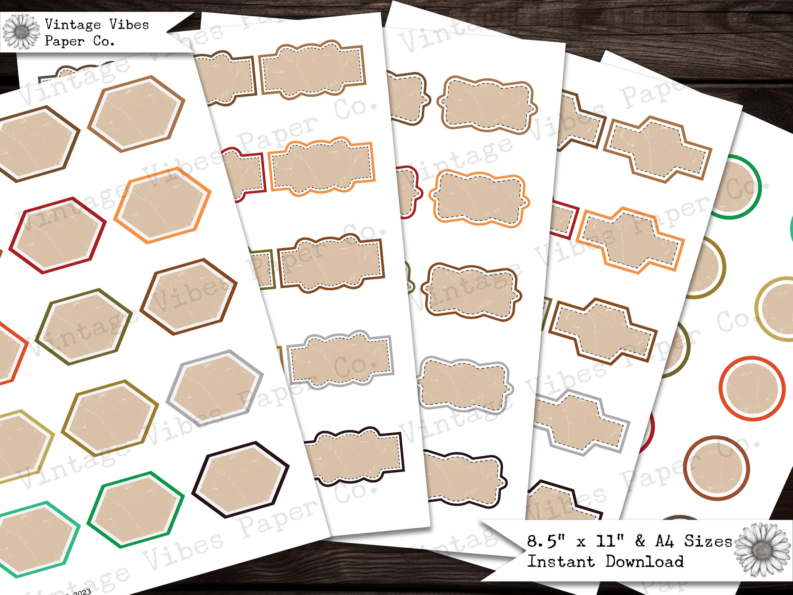 Junk Journal Labels Blank, Vintage Style Plain Junk Journal Labels, 12 ...
