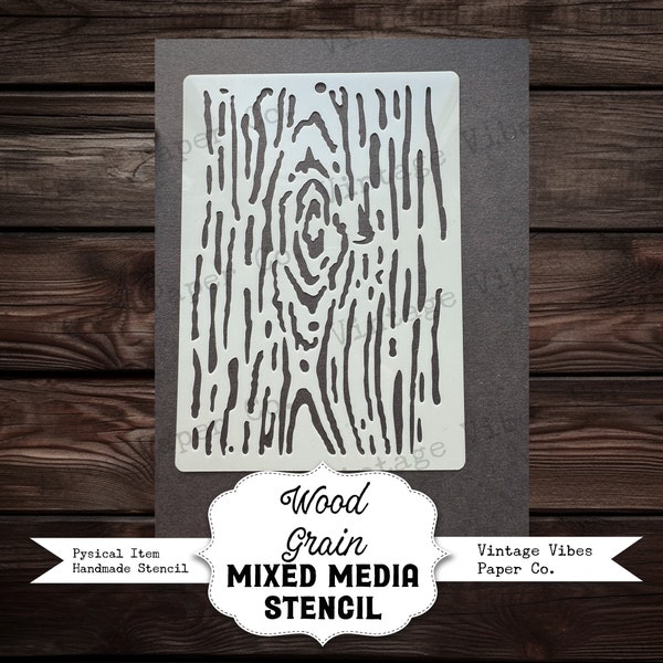 wood grain mini mixed media stencil, reusable stencil, mylar plastic stencil for paint crafts, card making, junk journals & scrapbooking