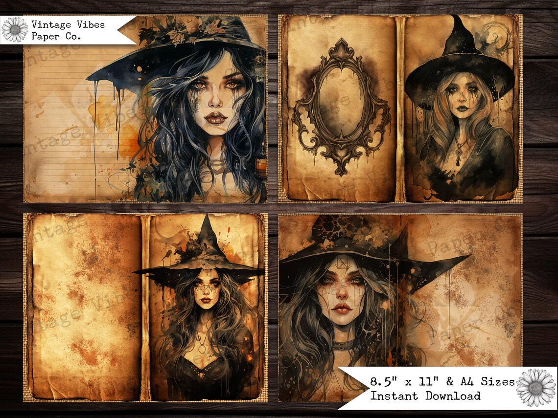 Gothic Witch Junk Journal Pages, Gothic Junk Journal Kit Instant ...