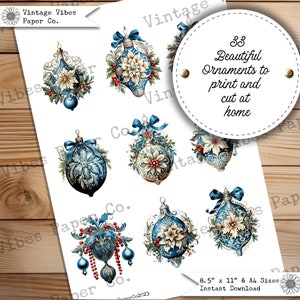 Junk Journal ephemera vintage Christmas ornament, Victorian style junk journal ephemera, digital junk journal kit, vintage bauble fussy cut