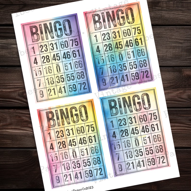 Junk Journal Ephemera Watercolour Grunge Bingo Cards, Printable Journal ...