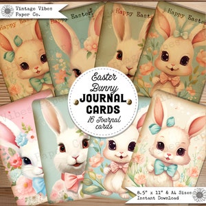 Junk Journal Ephemera Osterhasen Journal Karten, printable Journal Ephemera, Journal Karteneinsätze, Vintage Spring Rabbit digitaler Download