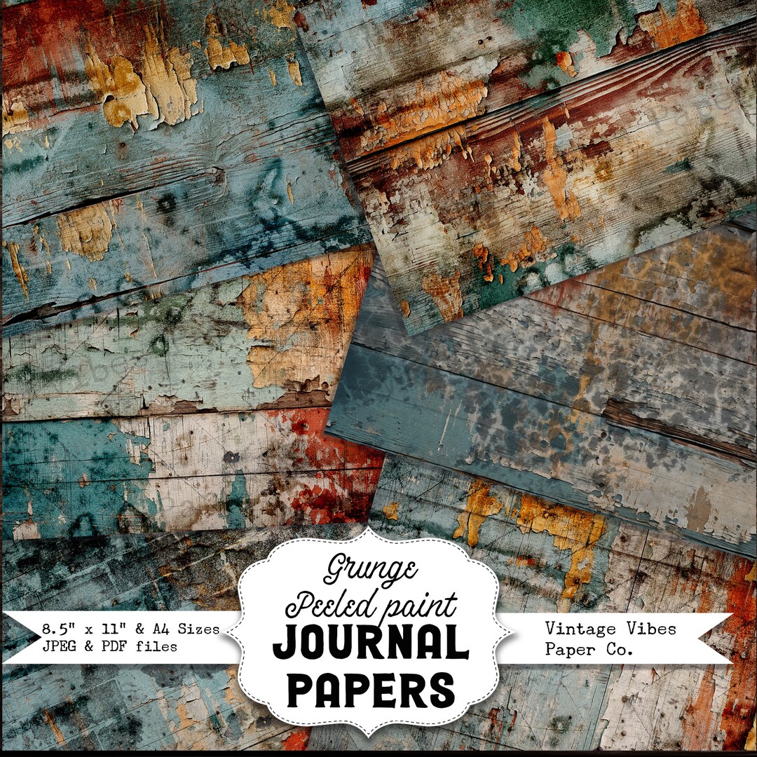Junk Journal Printable Papers Grunge Peeled Paint, Distress Mixed Media ...