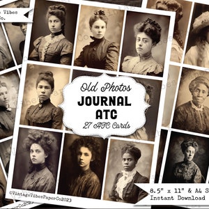 Junk Journal ATC cards Vintage women, Old photos victorian women printable ephemera pack, digital ephemera for Junk journal, gothic photos