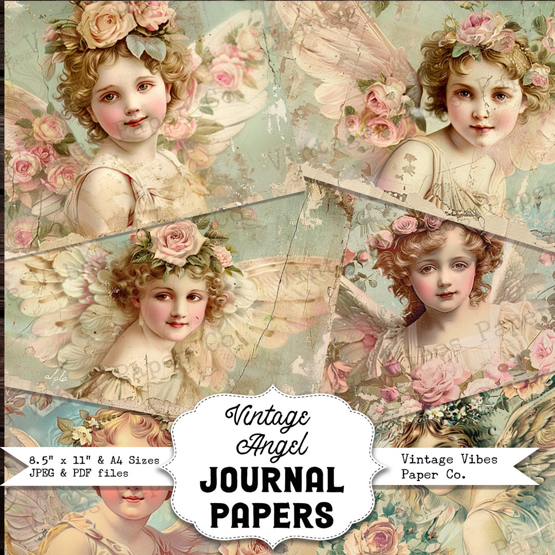 Vintage Angel Junk Journal Paper Kit, Vintage Angel Wings, Ephemera ...