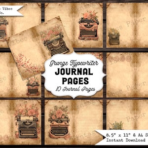 Grunge Schreibmaschinen Vintage Junk Journal Kit, Vintage Junk Journal Papier, sofortiger Download digital druckbare Seiten, Vintage Schreibmaschine