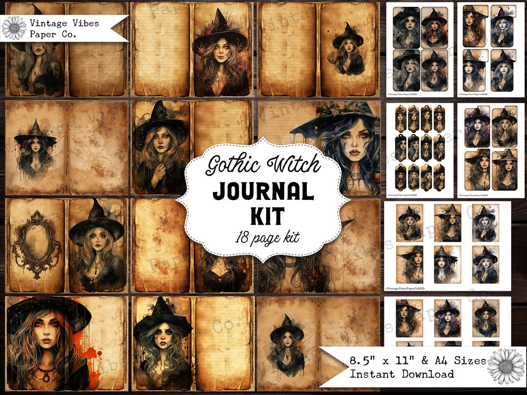 Gothic Witch Junk Journal Kit, Printable Digital Junk Journal Beautiful ...