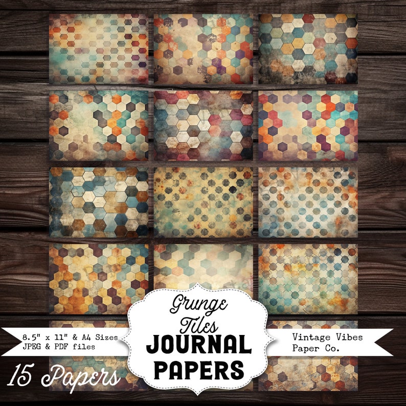 Grunge Tiles Junk Journal Digital Paper Pack, Instant Download ...