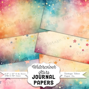 Junk journal aquarel afdrukbare papieren, digitaal papierpakket, kosmische galaxy ster, instant download, ruimtetijdschrift hemelse hemel grunge ster