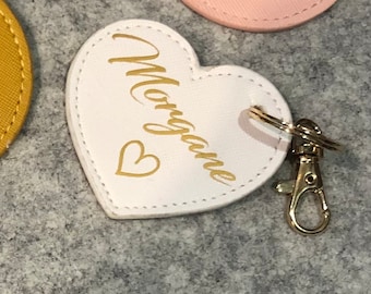 Personalized heart leather key ring