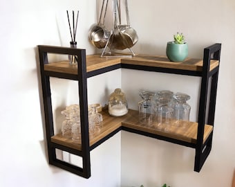 Handmade Wall Corner Shelf, Home Kitchen Organizers, Unique Corner Shelf, Wall Shelf, Functional Shelves