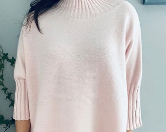 Funnel Neck Soft Knit Jumper Pullover. One size.