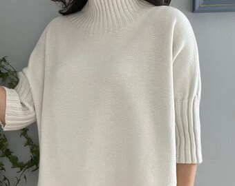 Funnel Neck Soft Knit Jumper Pullover. One size.