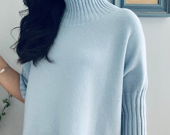 Funnel Neck Soft Knit Jumper Pullover. One size.