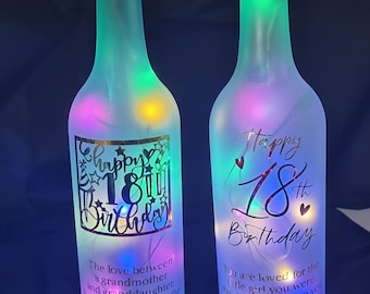 Decrotive Bottle with Lights - Wine Bottle with fairy Lights - Personalised Bottle - Birthday Gift - Mothers Day Gift - Thankyou Gift