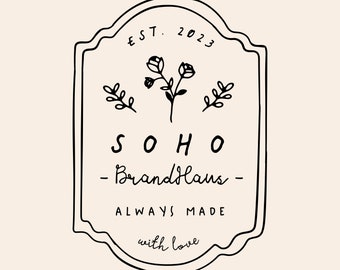 Rose Logo Branding Bundle | Premade Logo Boho Logo Hand Drawn Logo Designer Logo Flower Logo Plaque Logo Floral Logo Botanical Logo
