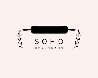 Zestaw do brandingu logo wałka do ciasta | Spersonalizowany, nowoczesny, modny, boho, szykowny, stylowy, butikowy, estetyczny, piekarnia, szef kuchni, ciastkarstwo, piekarnia