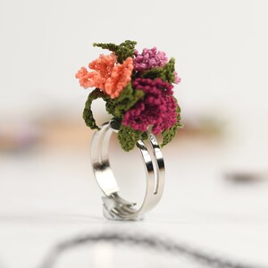 Lace Floral Ring, Turkish Oya Needle Flower, Crocheted Statement Ring ...