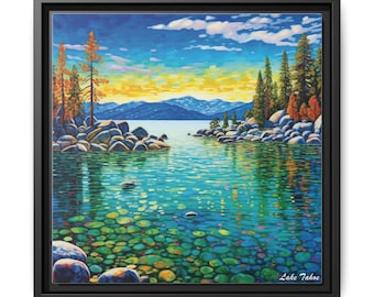 Lake Tahoe Falling For Fall | Lake Tahoe Print | Lake Tahoe Landscape Art Print Matte Canvas Framed | Multi-Color Wall Art