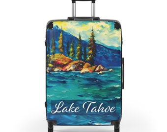 Lake Tahoe Art Print Suitcase | Polycarbonate & ABS Hard-Shell | Telescopic Handle, 360 Wheels, Built-in Lock | Travel in Style
