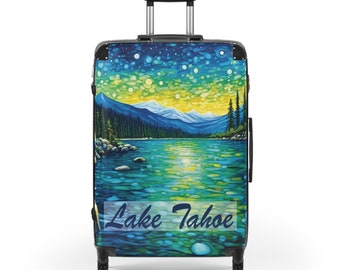 Lake Tahoe Kunstdruck Koffer | Polycarbonat & ABS Hartschale | Teleskopgriff, 360 Räder, eingebautes Schloss | Reisen Sie mit Stil