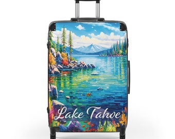 Lake Tahoe Art Print Suitcase | Polycarbonate & ABS Hard-Shell | Telescopic Handle, 360 Wheels, Built-in Lock | Travel in Style
