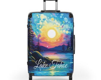 Lake Tahoe Art Print Suitcase | Polycarbonate & ABS Hard-Shell | Telescopic Handle, 360 Wheels, Built-in Lock | Travel in Style