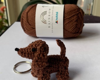 Keychain dachshund crocheted amigurumi dachshund dog