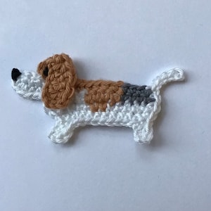 Patch Beagle em crochê, várias cores, algodão