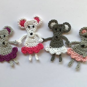 Crochet ballerina mouse patch mouse girl