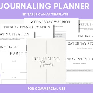 Editable Journaling Pages in Canva | Canva Template Pack | Journaling Workbook Template | CanvaPlanner | Commercial Use