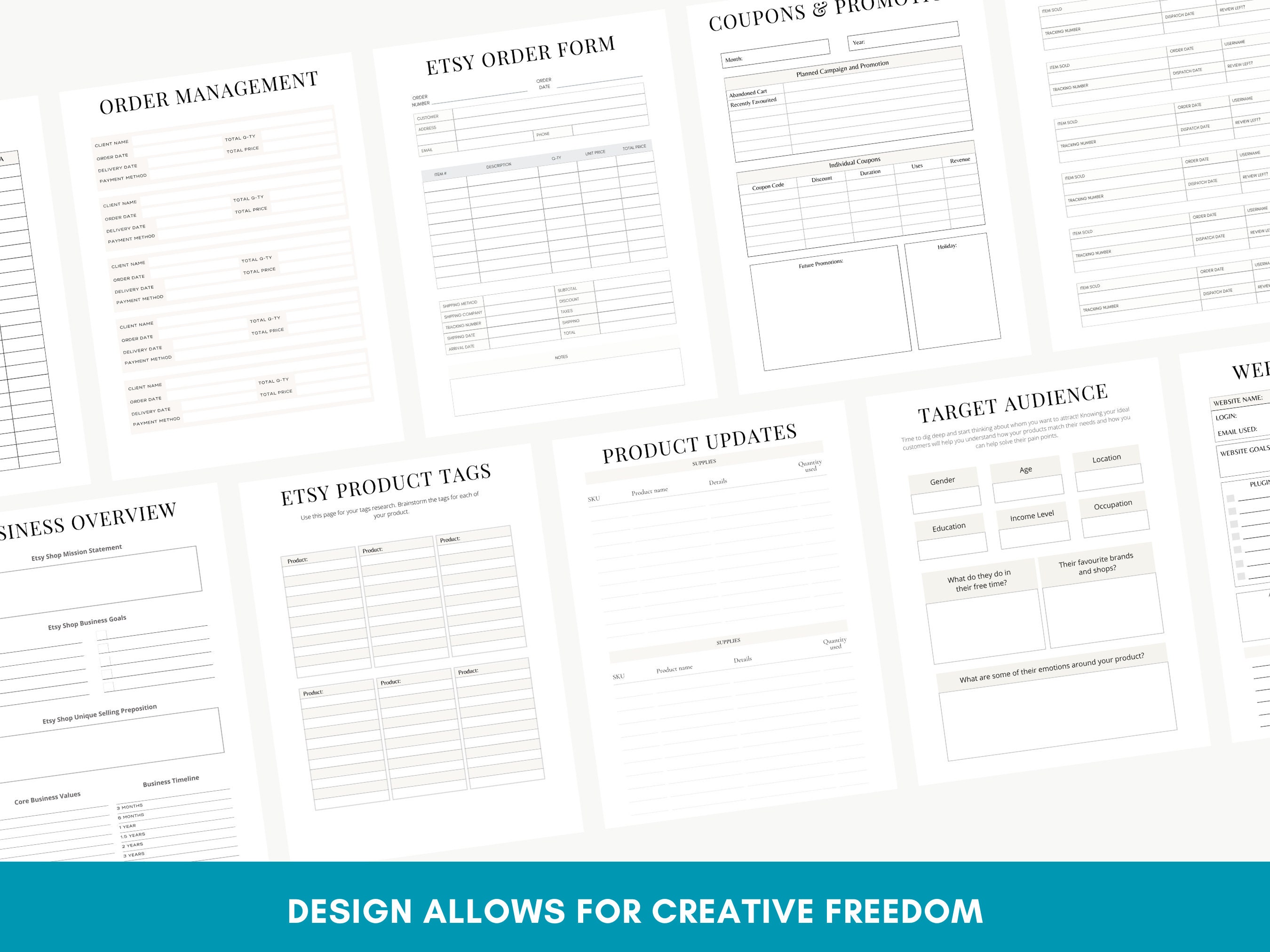 Editable Etsy Shop Planner Templates in Canva | Canva Template Pack ...