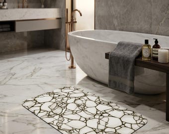 Modern Neutral Bath Mat, Bathroom Rug, Non Slip Bath Rug, Modern Bathroom Decor, Soft Bath Mat, Bathroom Floor Mat, Housewarming, Gift Idea