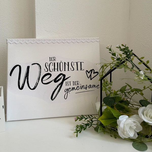 Leinwand handmade "gemeinsamer Weg" 25x30 cm , Liebe, Freude, Partnerschaft, Geschenk, Aufmerksamkeit, Partner, Beziehung,