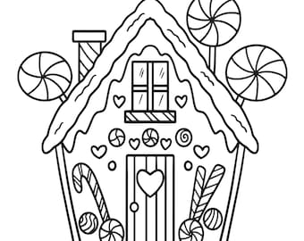 Gingerbread house coloring page