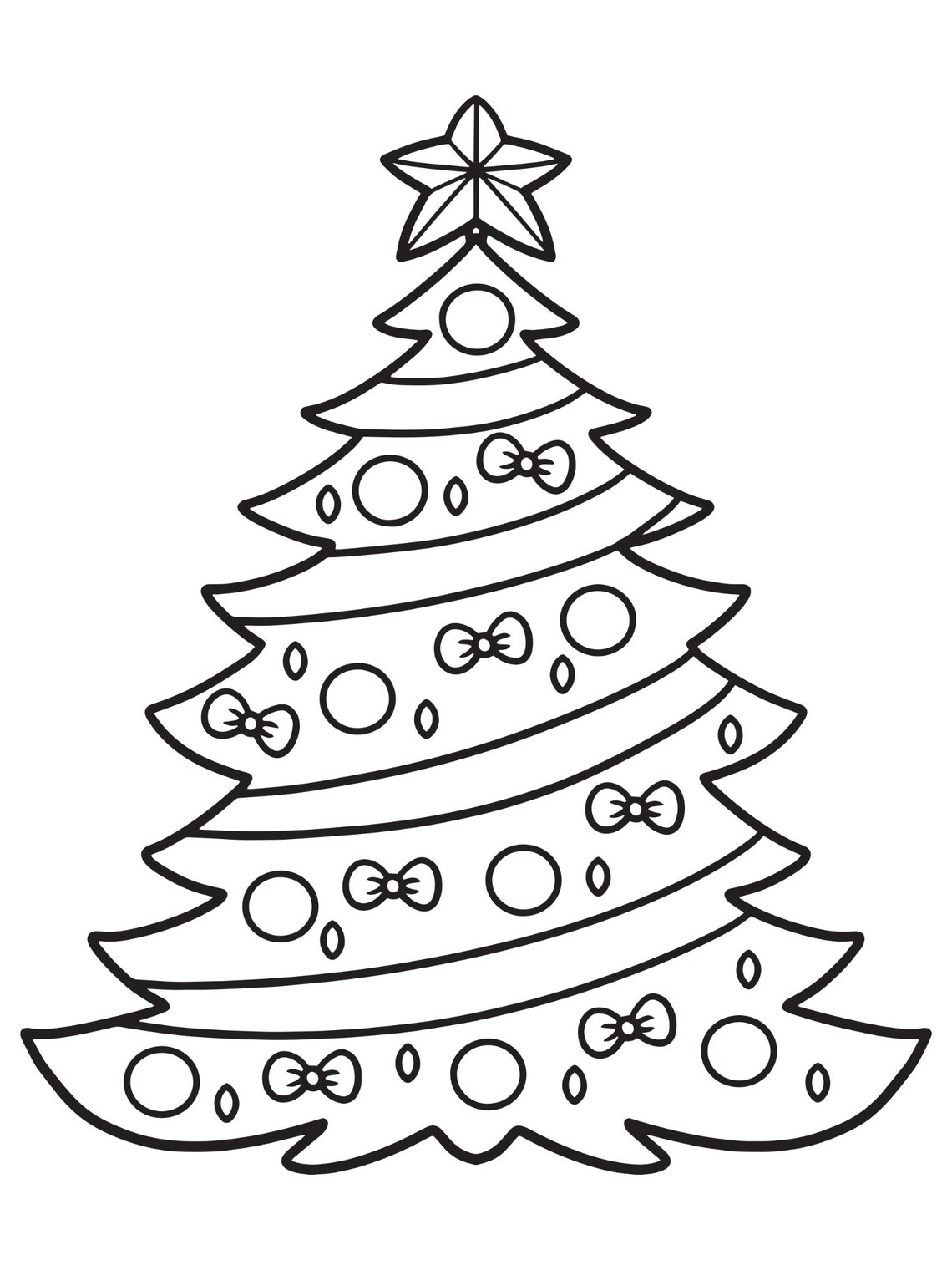 Decorated Christmas Tree Coloring Page - Etsy