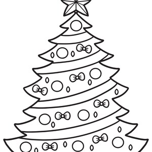 Decorated Christmas tree coloring page
