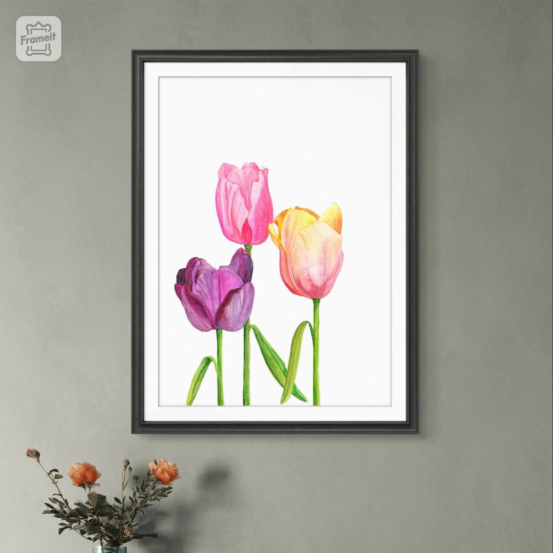 Watercolor Tulip Art Print: Floral Wall Decor - Etsy