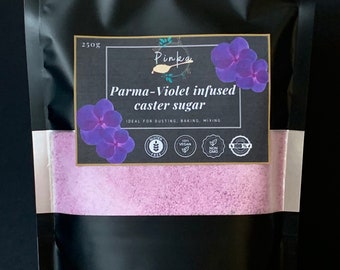 Mit Parma Violet vergossener Puderzucker: Blumige Backstreuseln