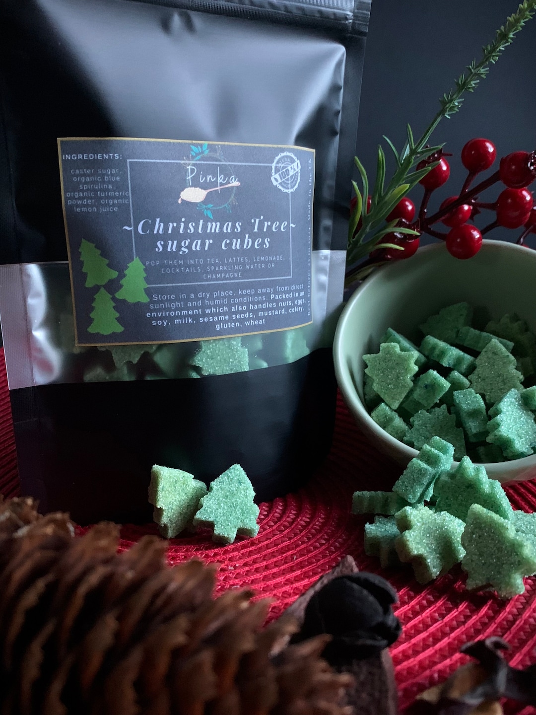 100 CHRISTMAS TREE Shaped Sugar Cubes Tea, Coffee, Christmas Party