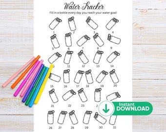 Täglicher Wasser Tracker Druckbare Gesundheit Journal Seite Trink Tracker Wasser Ziel Tracker Wasserflaschen Trink Tracker Verfolge Wasseraufnahme