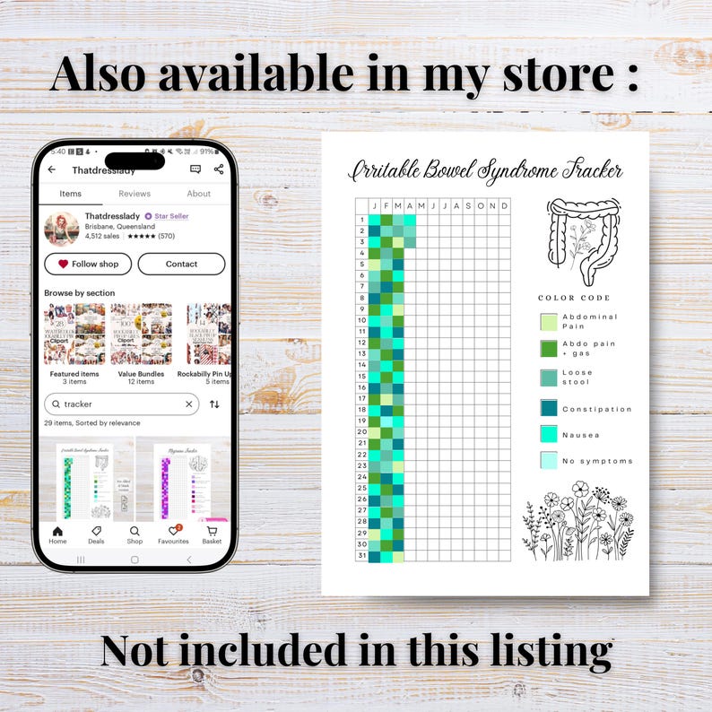 Ibs Code IBS Tracker Printable A5 A4 Page Planner Page Irritable Bowel Syndrome ...