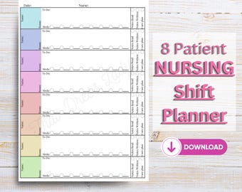 Nursing Shift To Do List Student Nurse Checklist Organized Nursing Shift Planner 8 Patient Nurse Brain Report Sheet Nurses Cheat Sheets