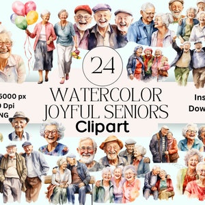 Joyful Senioren Clipart Grafiken Bundle PNG Download Scrapbooking Nursing Home Junk Journal ältere Clipart Scrapbook Ruhestand ClipArt