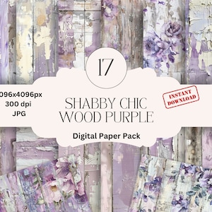 Shabby Chic madera papel digital set diario basura papel de madera púrpura imprimible scrapbooking madera scrapbook papel shabby chic scrapbook papel
