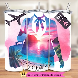 Flight Attendant Tumbler Wrap 20oz Skinny Tumbler Sublimation Design PNG Download